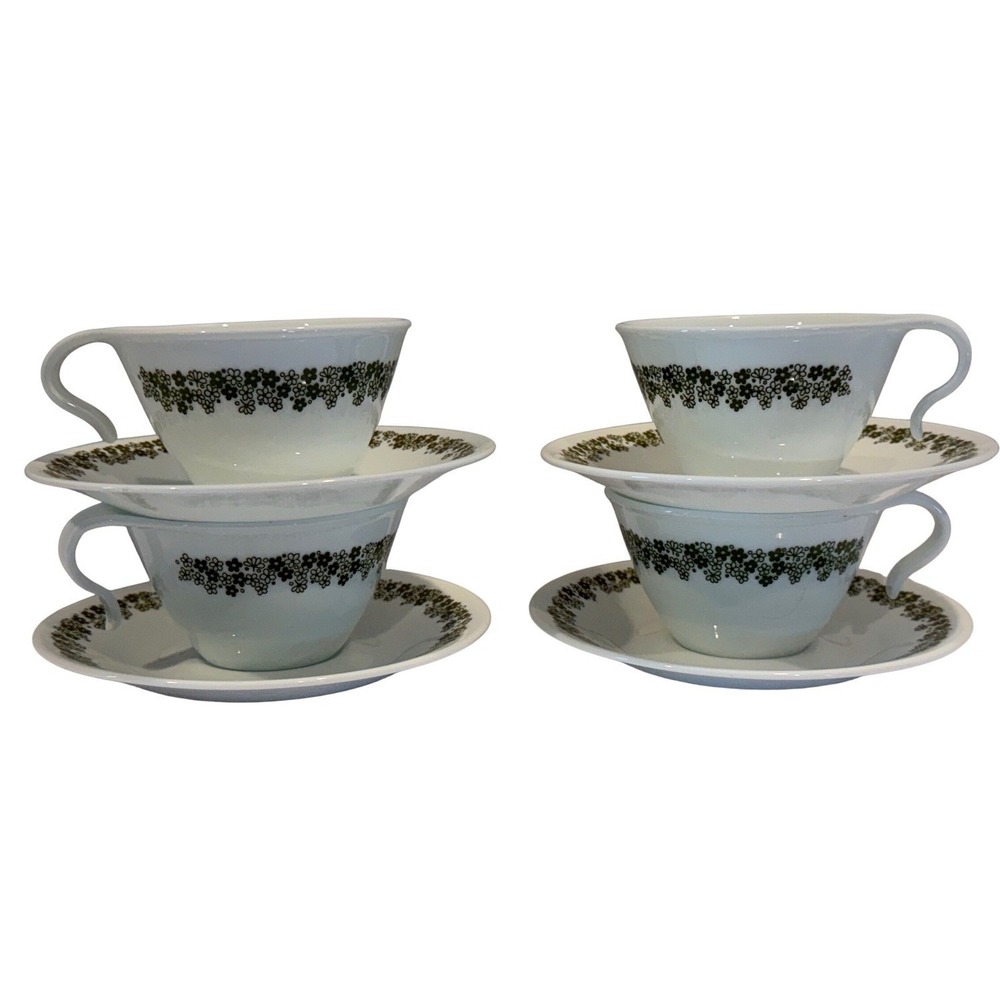 Vintage Corelle Crazy Daisy Spring Blossom  Coffee/tea  Cups & Saucers Set of 4